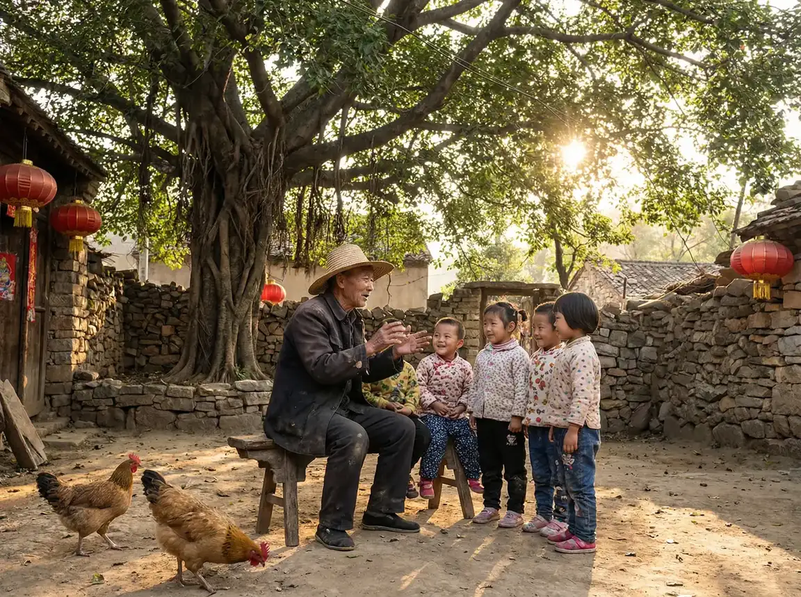 老人在大榕树下给孩子们讲故事 - 八戒八戒在线视频观看 乡村记忆